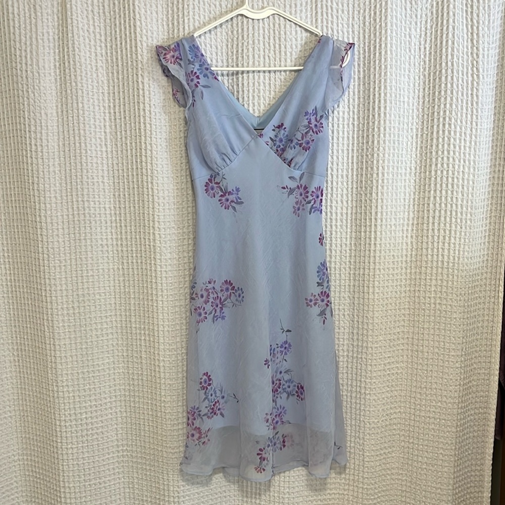 Blue purple floral vintage dress!! slightly worn, looks like new!